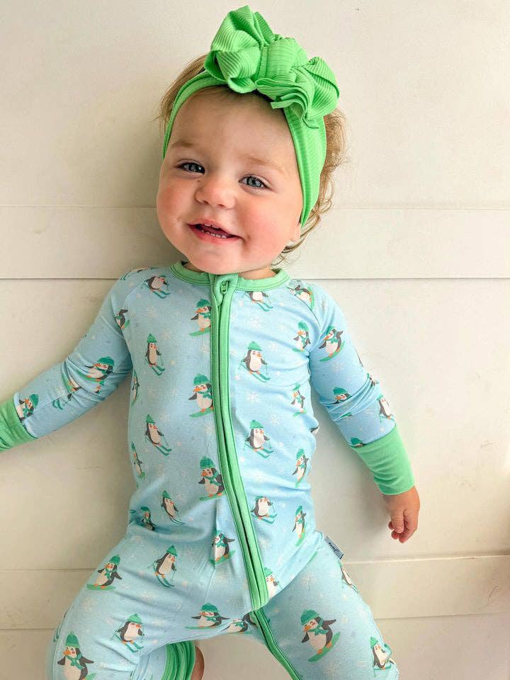 Penguins on Skis Baby Zippered Romper