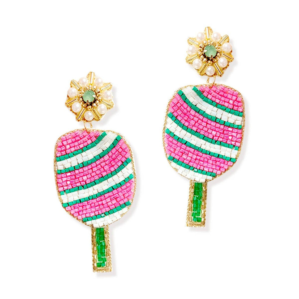 Pink Dinking Pickleball Earrings