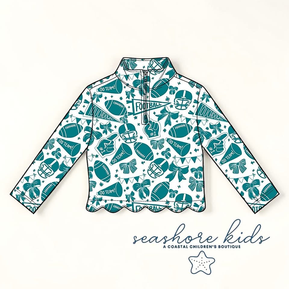 Teal Team Girls Scallop Pullover (Preorder)