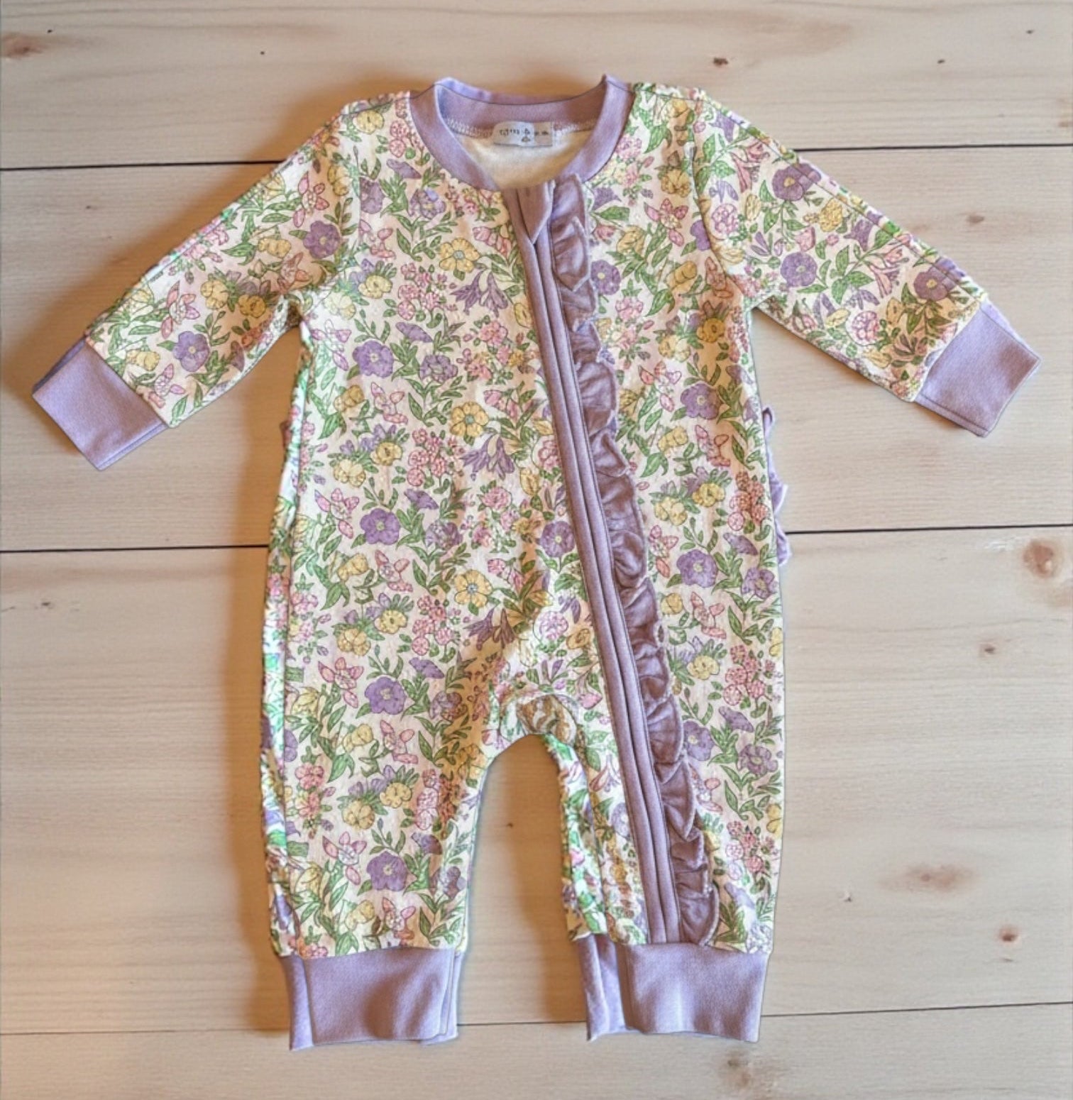 Lavender Floral Zippered Onesie