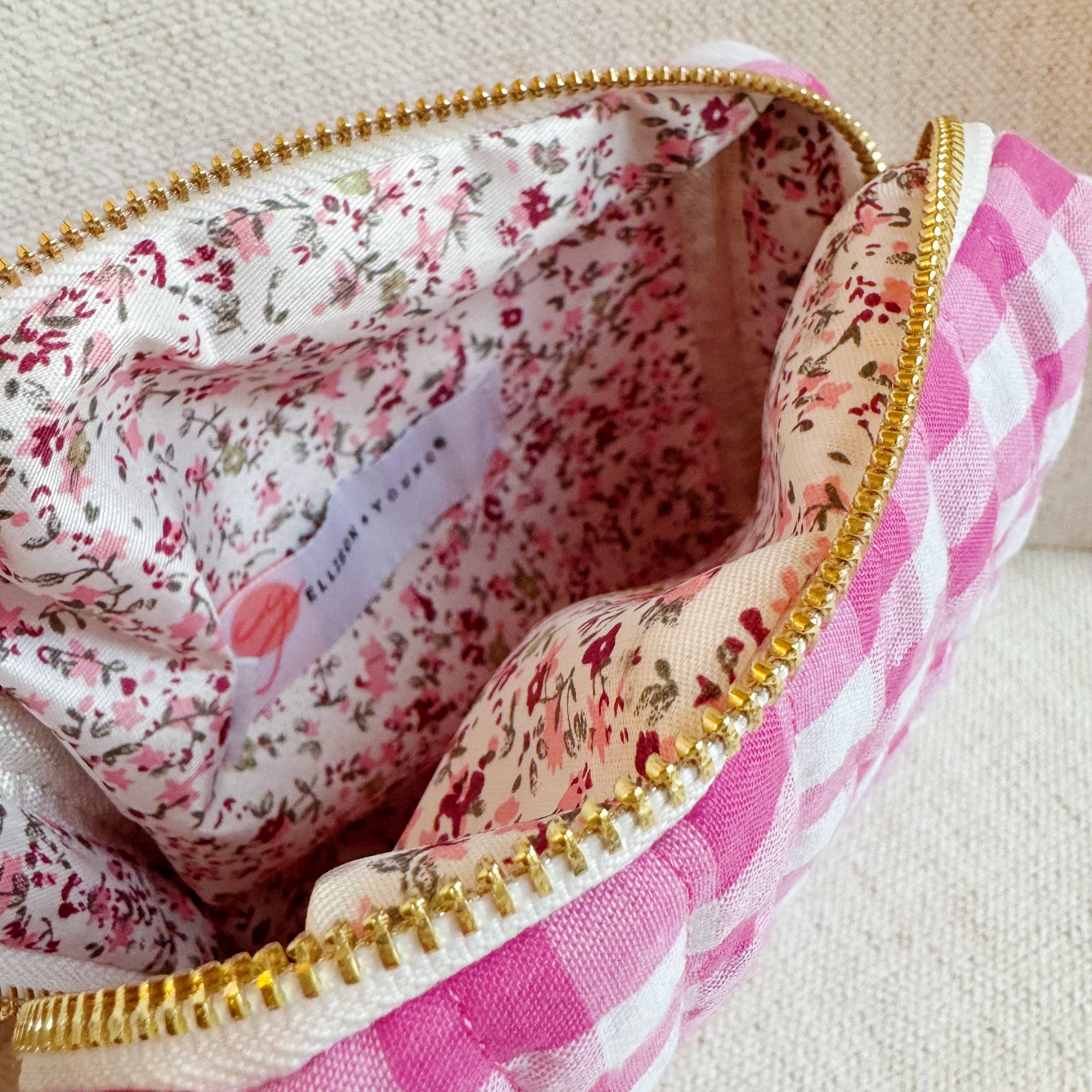 Hot Pink Gingham Cosmetic Case