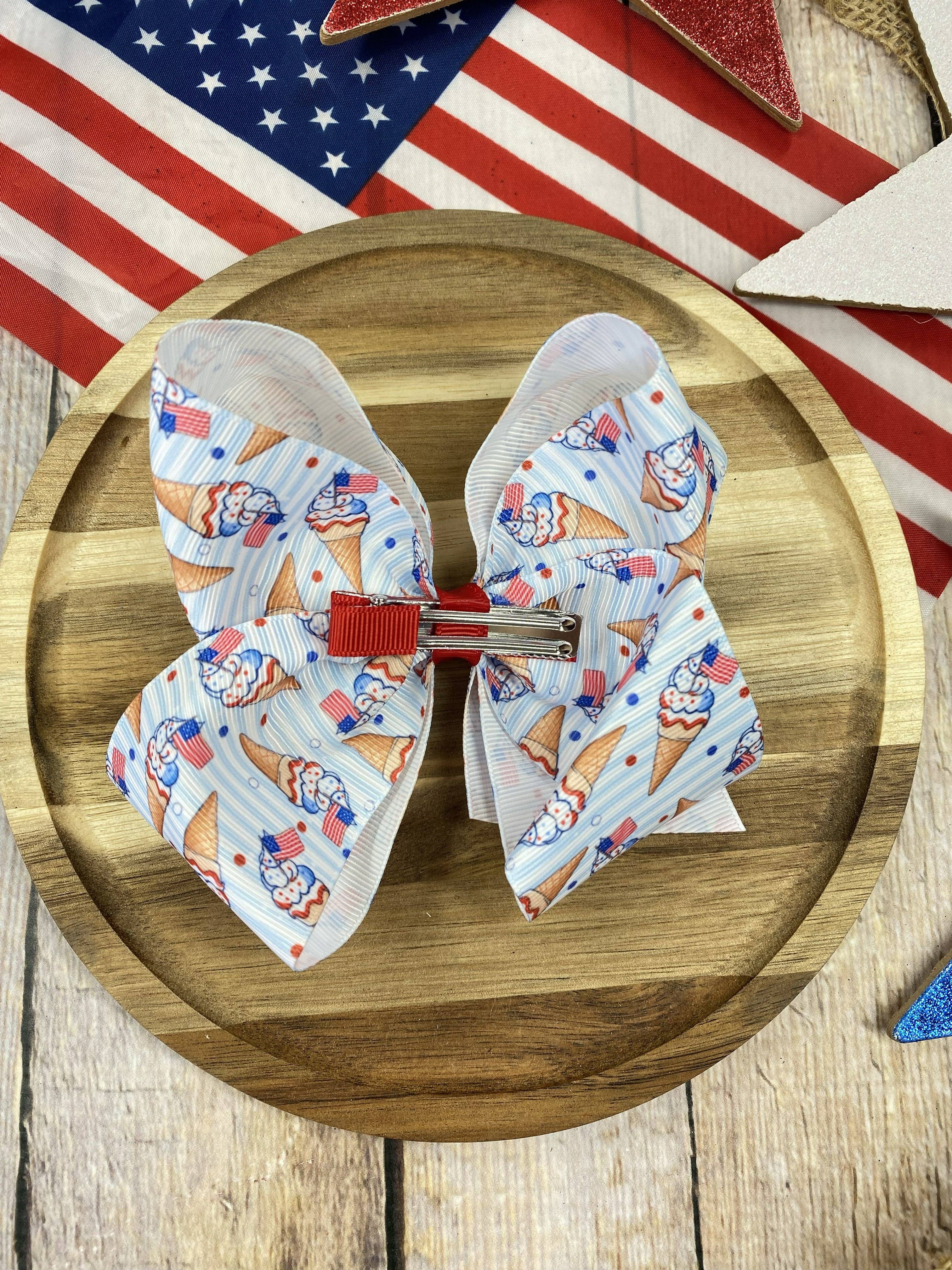 RWB Ice Cream Cones Hair Bow