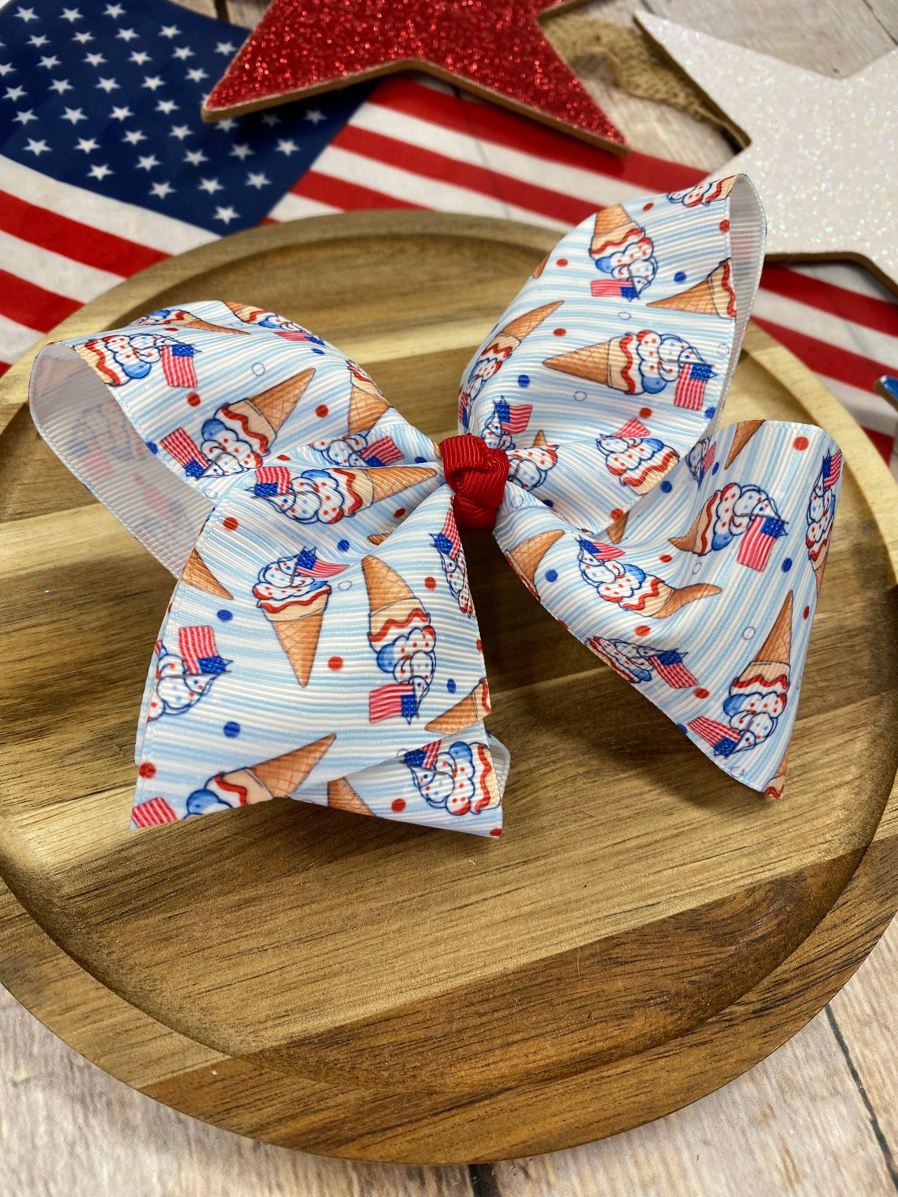 RWB Ice Cream Cones Hair Bow