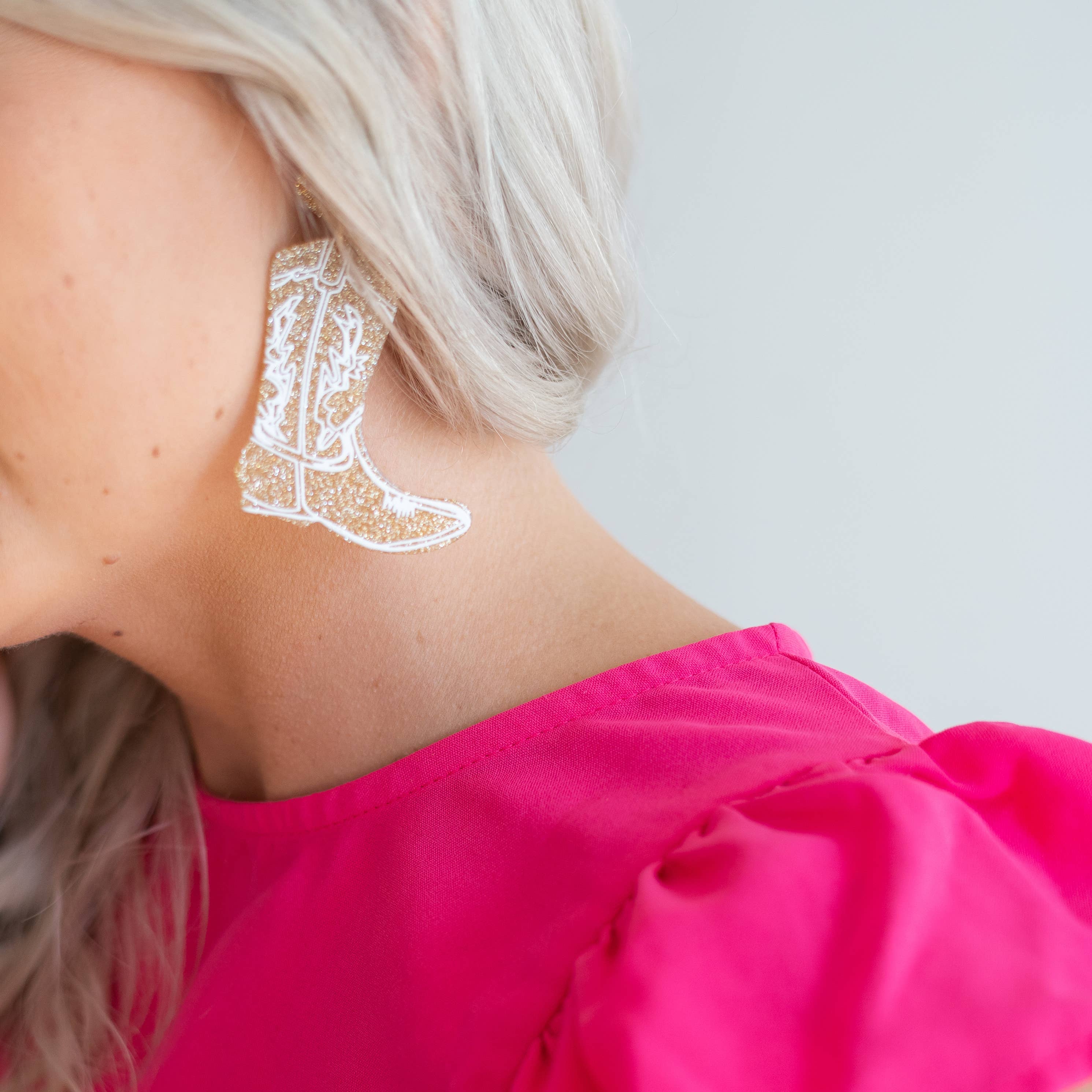Gold Dolly Boot Earrings