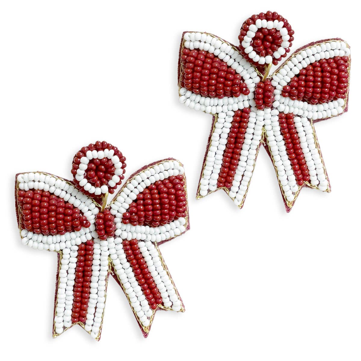 Garnet Bow Beaded Earrings