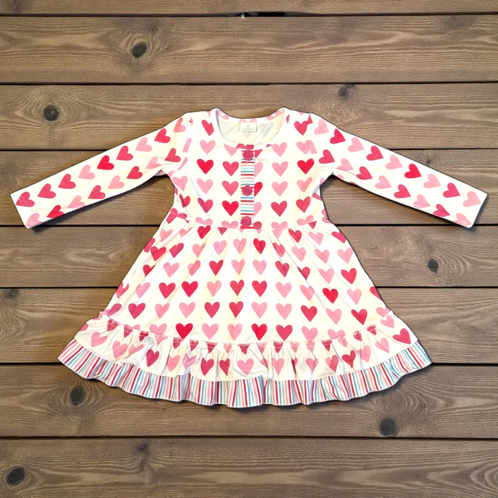 Pink & Red Heart Day Twirl Dress