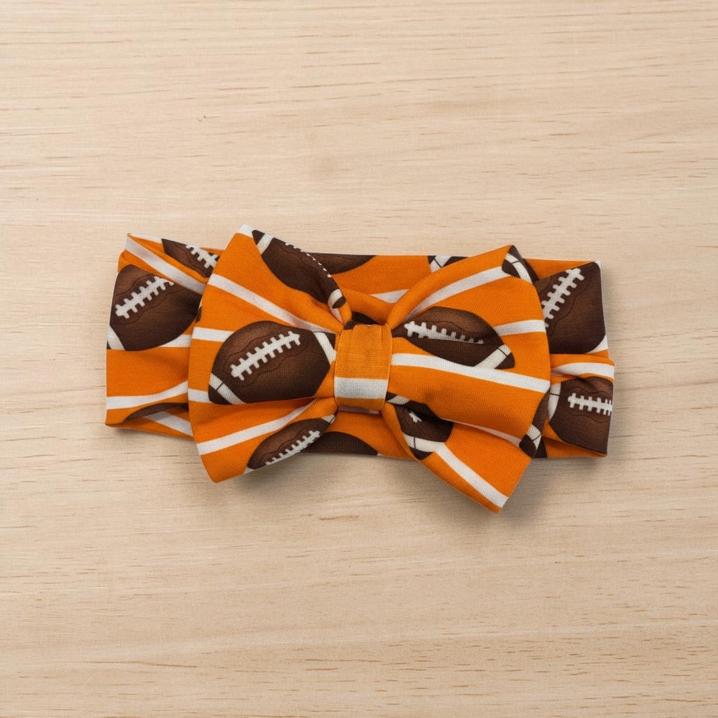 Orange Football Bamboo Luxe Bow