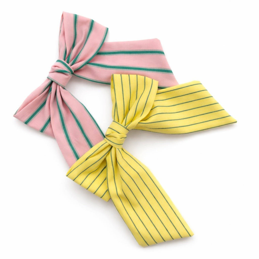 Preppy Striped Ribbon Bow Hair Clip
