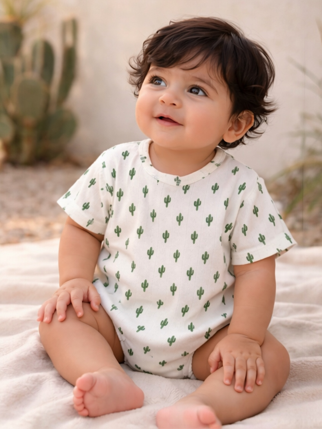 Organic Cotton T-Shirt Bubble- Cactus Print