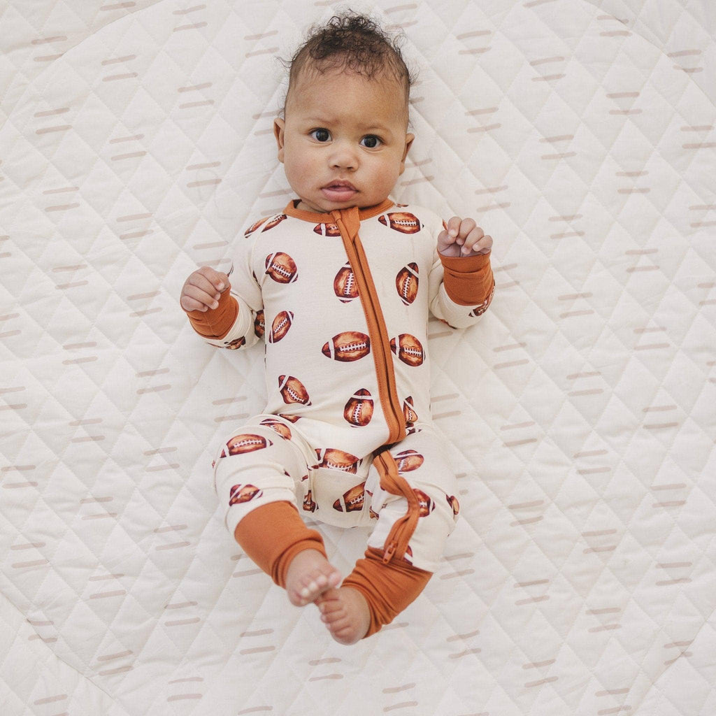 Football Print Bamboo Zipper Romper/PJs *PRESALE*