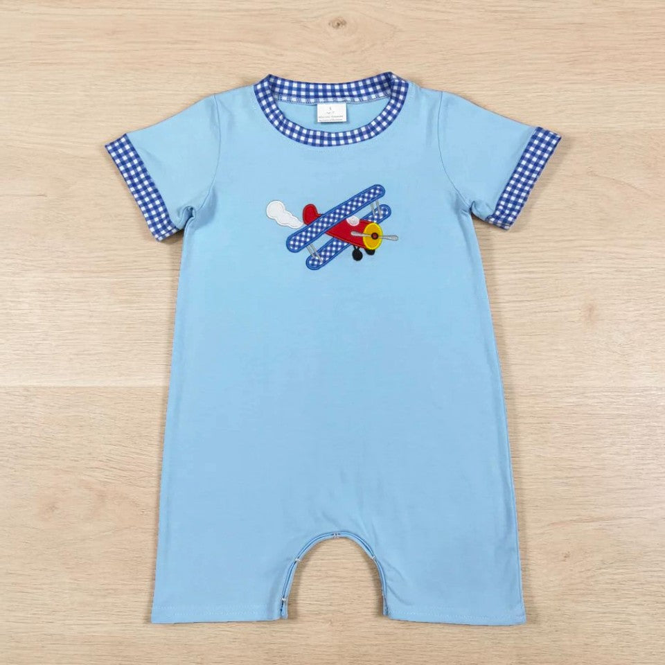 Baby Boy's Airplane Shortie Romper