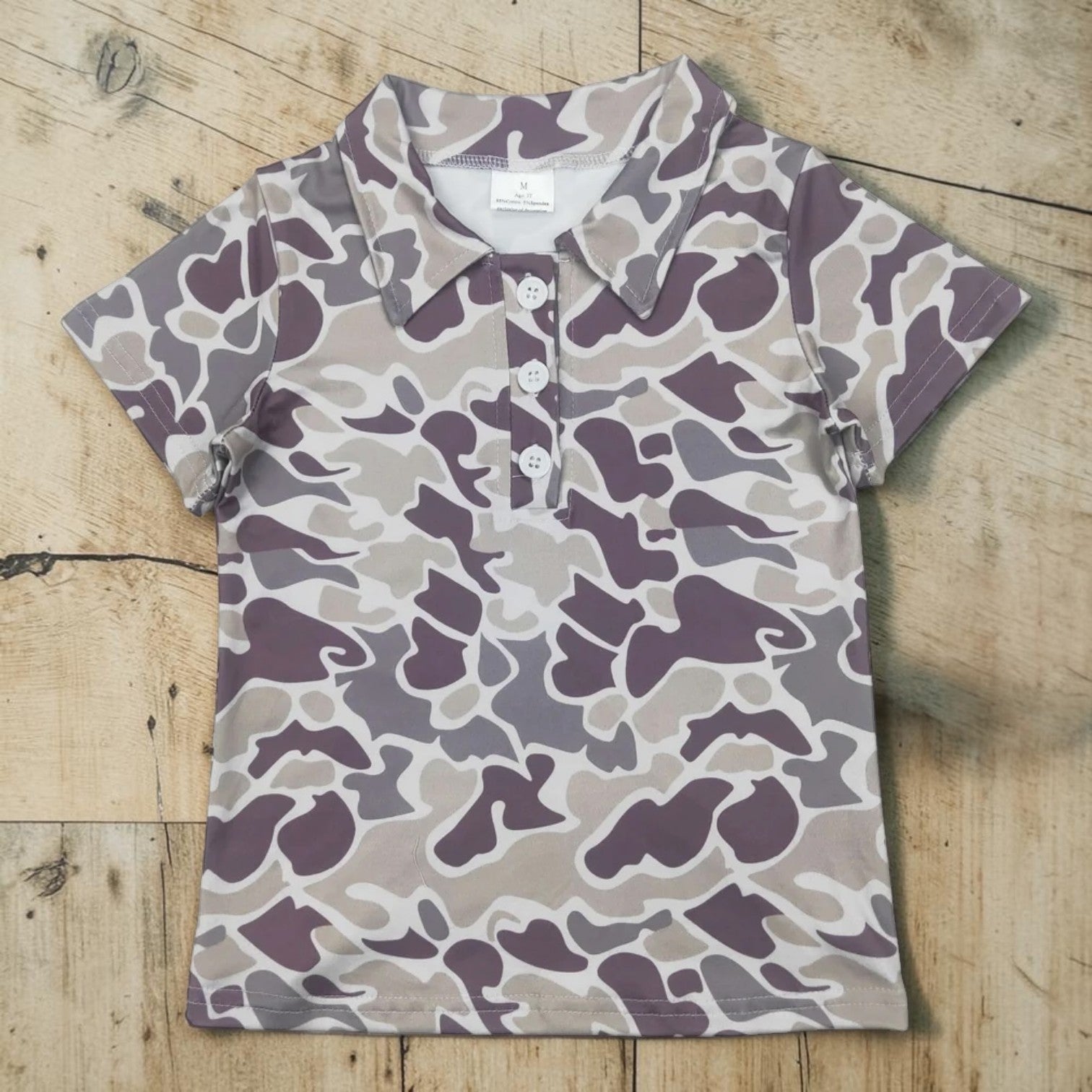 Boy's Stretch Camo Print Polo