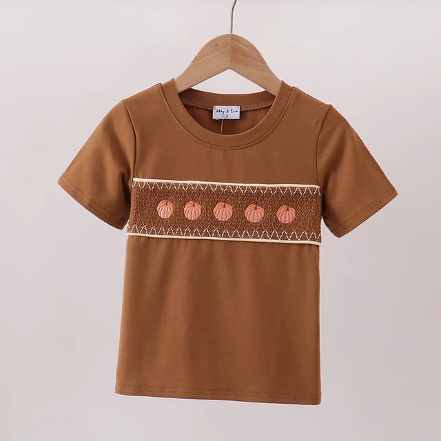 Boy's Pumpkin Smocked Tee