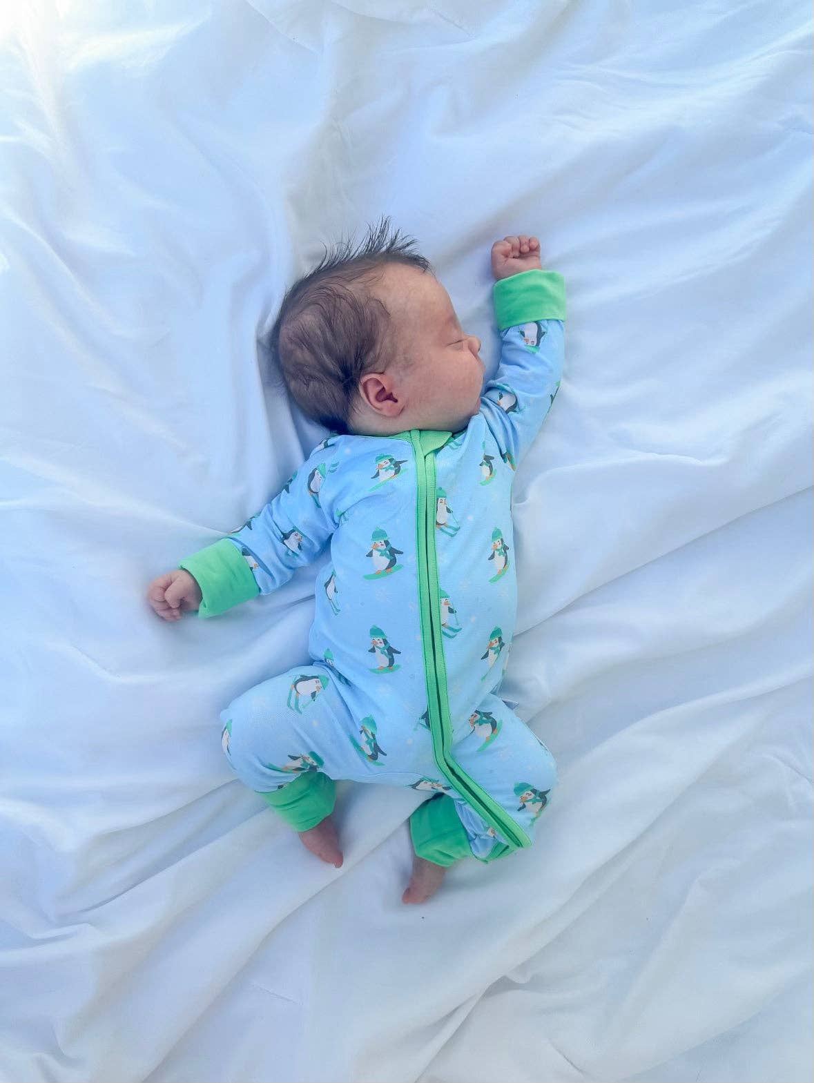 Penguins on Skis Baby Zippered Romper