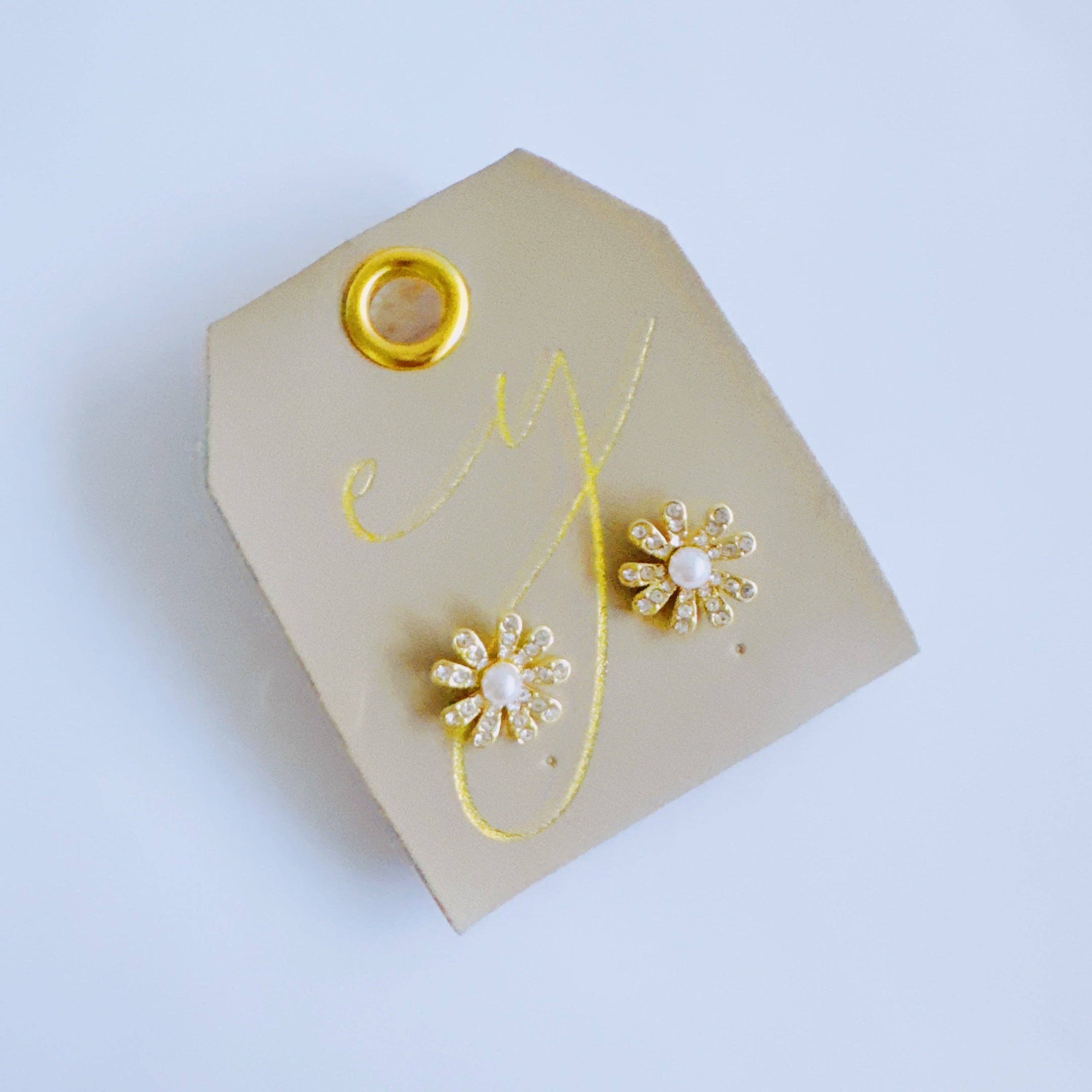 Golden Glow Flower Stud Earrings