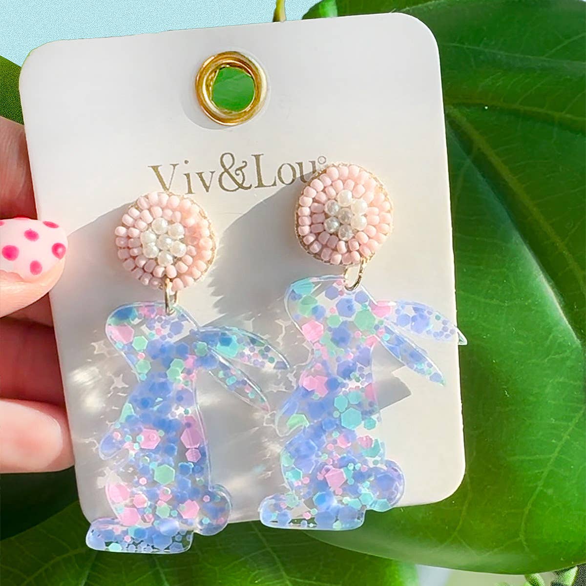 Lilac Confetti Bunny Earrings