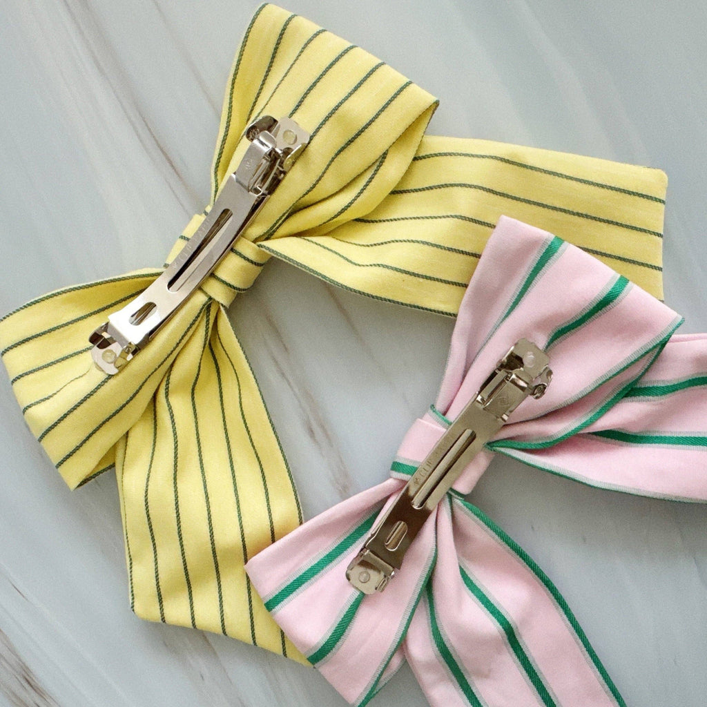 Preppy Striped Ribbon Bow Hair Clip