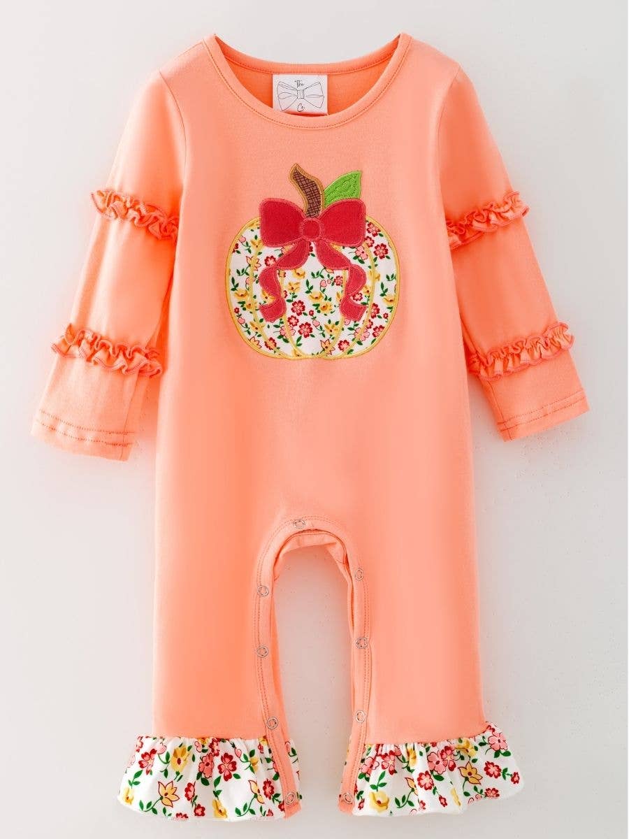 Floral Pumpkin Patch Baby Romper
