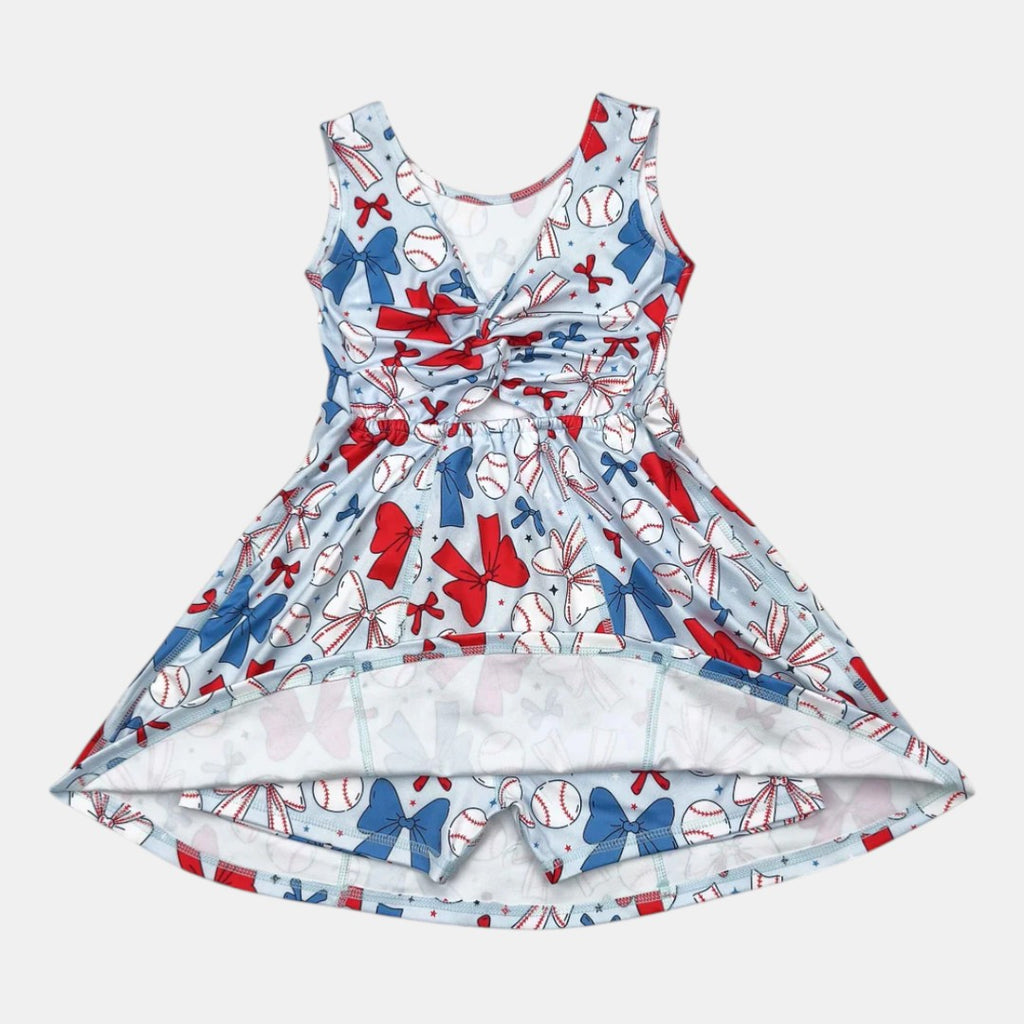 Girl's Baseball & Bows Athletic Dress