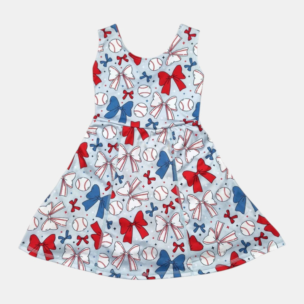 Girl's Baseball & Bows Athletic Dress