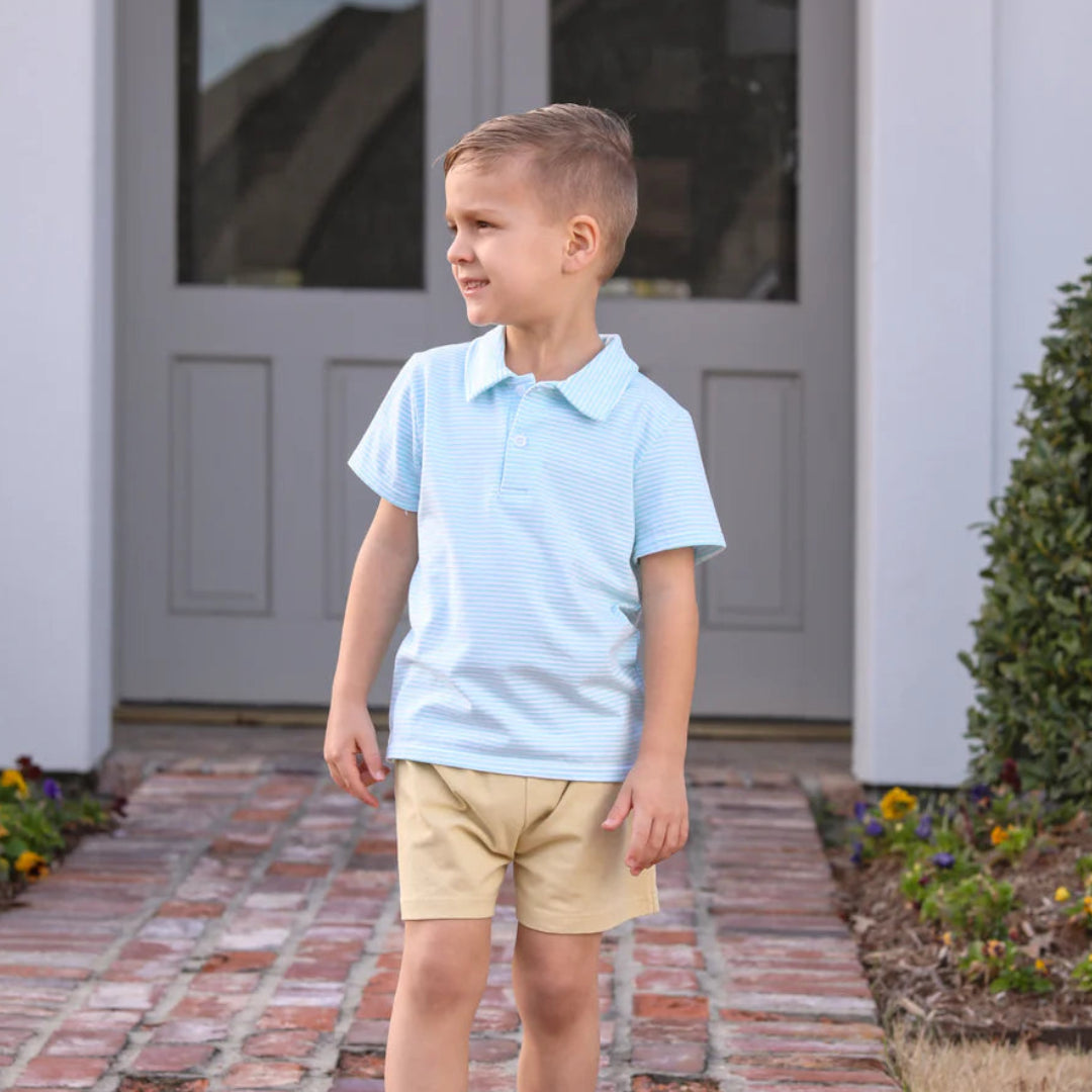 Aqua Stripe Boy's Polo