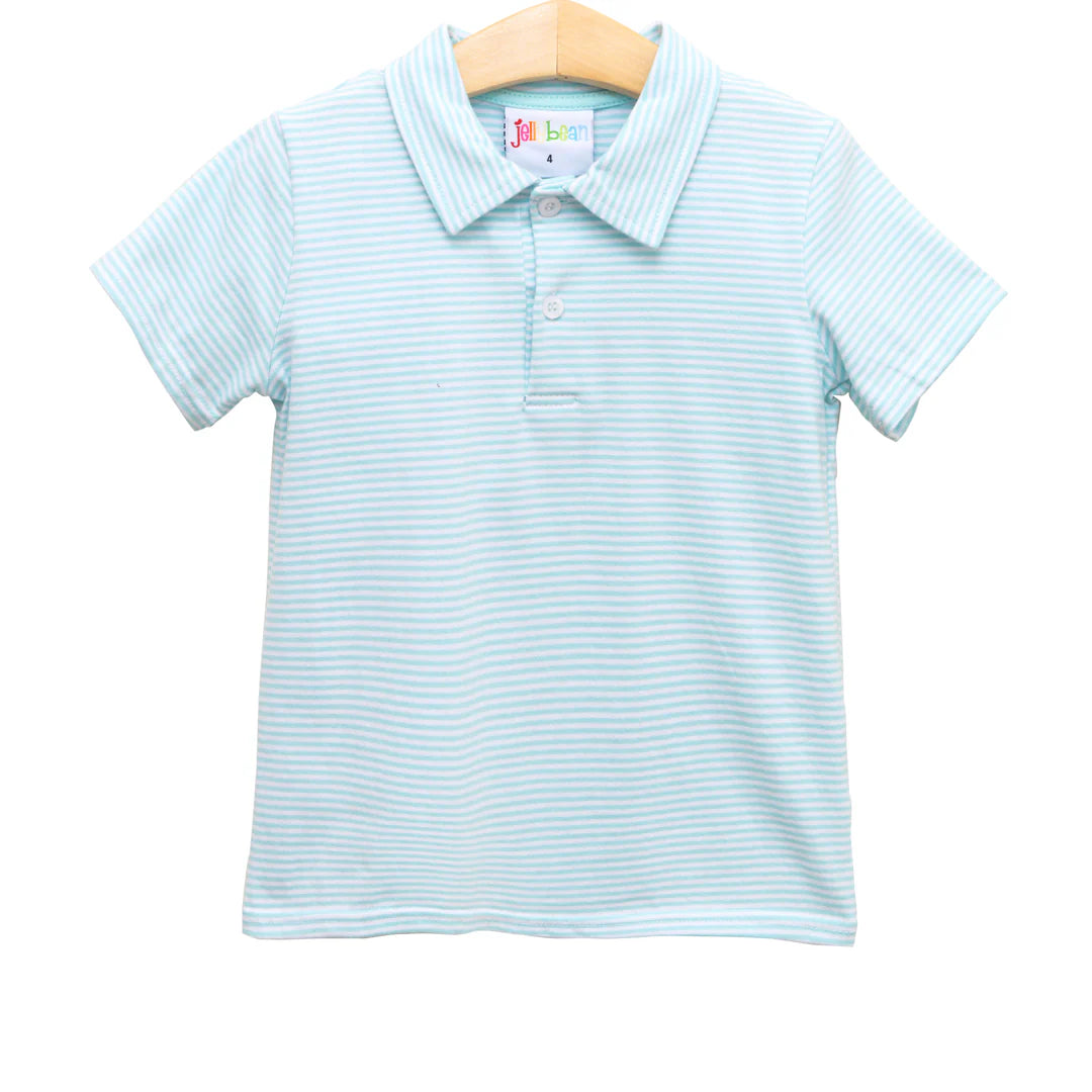 Aqua Stripe Boy's Polo