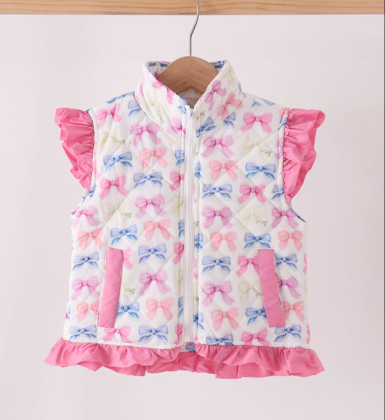 Pink Bows Ruffle Vest