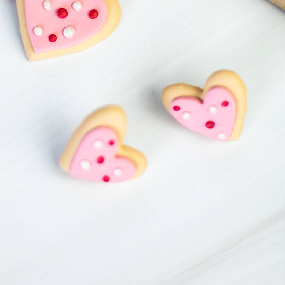 Heart Cookies Clay Stud Earrings