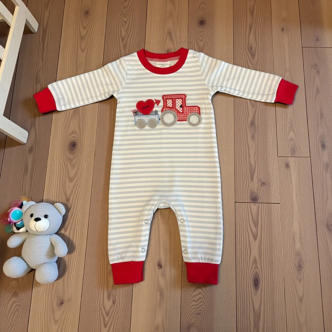 Valentine's Day Train Boy's Snap Romper