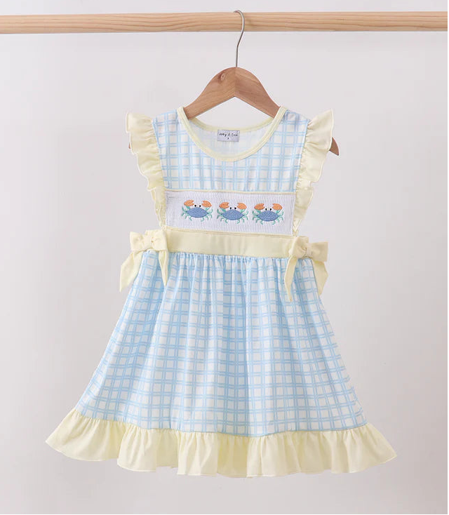 Yellow Smocked Crab Dress